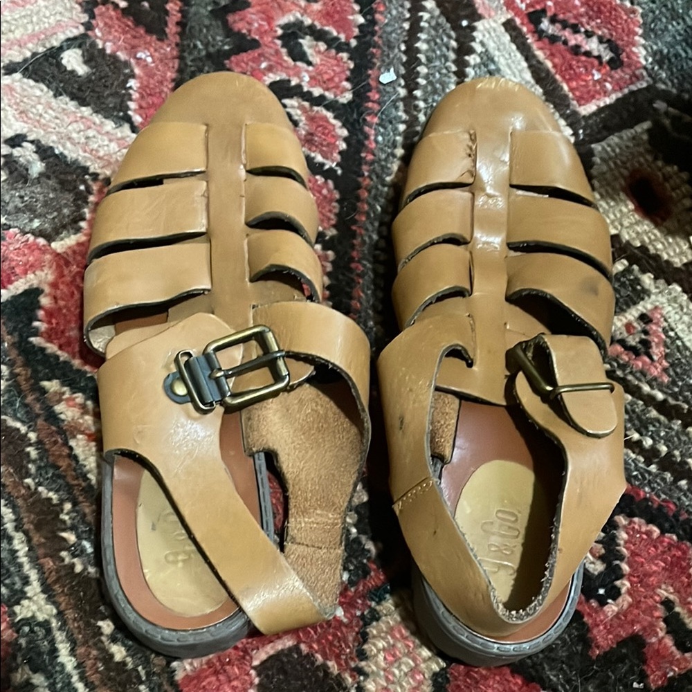 Brown Leather Sandals with Buckle